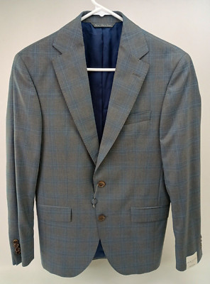 Jack Victor Loro Piana Grey Esprit CT Wool Plaid Sport Coat Jacket Size 36 R