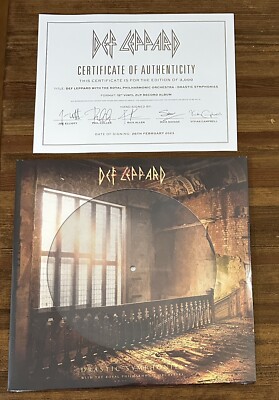 DEF LEPPARD DRASTIC SYMPHONIES LP VINYL PICTURE DISC AUTOGRAPHED SIGNED COA