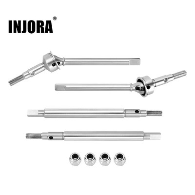 INJORA +2mm Thread Stainless Steel Axle Shafts for Stock TRX4M (Front and Rear)