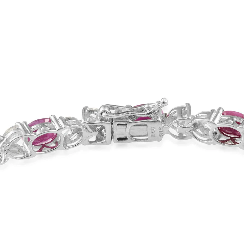 Ruby (Ovl),White Topaz Bracelet, Platinum Over Sterling Silver (7.5 in) 19.75Cts - Image 2 of 3