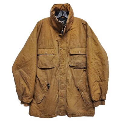 HELLY HANSEN Jacket Mens Medium Beige Parka Button Snap Pockets Full Zip Outdoor