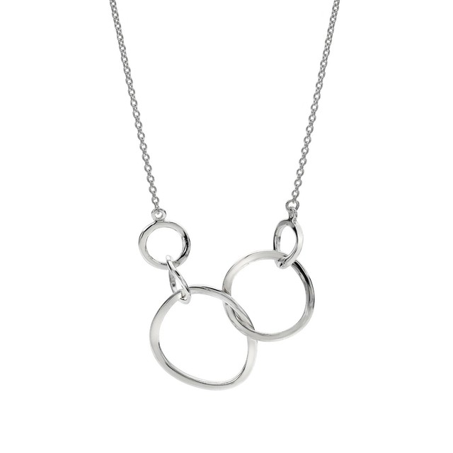 Silver Circle Link Necklace Solid Sterling Silver 1618" Hallmark