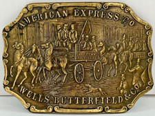 Vintage American Express CO Wells Butterfield  CO Brass Belt Buckle