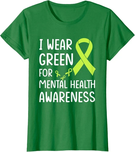 I Wear Green For Mental Health Awareness Month Ladies' Crewneck T-Shirt