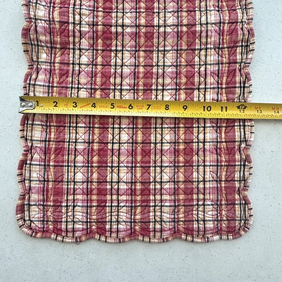 Red Plaid Farmhouse Runner Napkins Quilted Country Primitive - Image 3 of 4