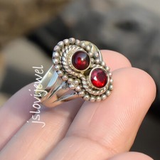 Faceted Garnet  Garnet Gemstone 925 Sterling Silver Ring For Mother Gift