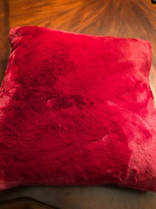 red fur throw pillows