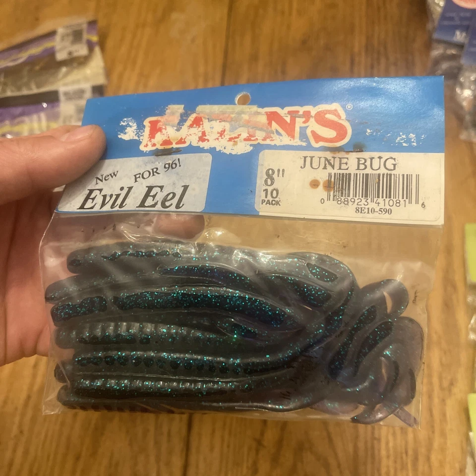 Kalin’s Evil Eel 8” Curly Tail Paquete de 10 Nuevo de Lote Antiguo 1996 June Bug Foto 2 de 4