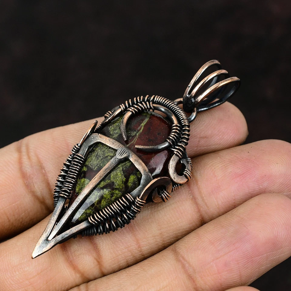 Pingente embrulhado com fio para mãe presente pedra de sangue dragão 2,56" - Imagem 3 de 4