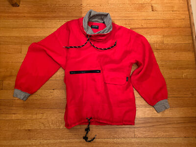 Esprit Sportiv Vintage Womens Cowl Neck Windbreaker Pullover Red Anorak- Small