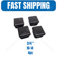 4 Square 3/4"0.75" 14-20 Gage Black Tubing Tube End Plugs Plastic Insert Caps