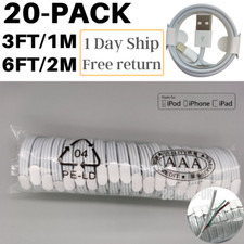 Lot of 20 Bulk 3Ft 6Ft For Apple iPhone 11 XR 8 7 6 5 USB Charger Charging Cable