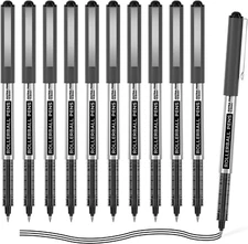 Shuttle Art Rollerball Pens, 10 Pack Black Liquid Ink Pens, 0.5Mm Extra Fine Poi