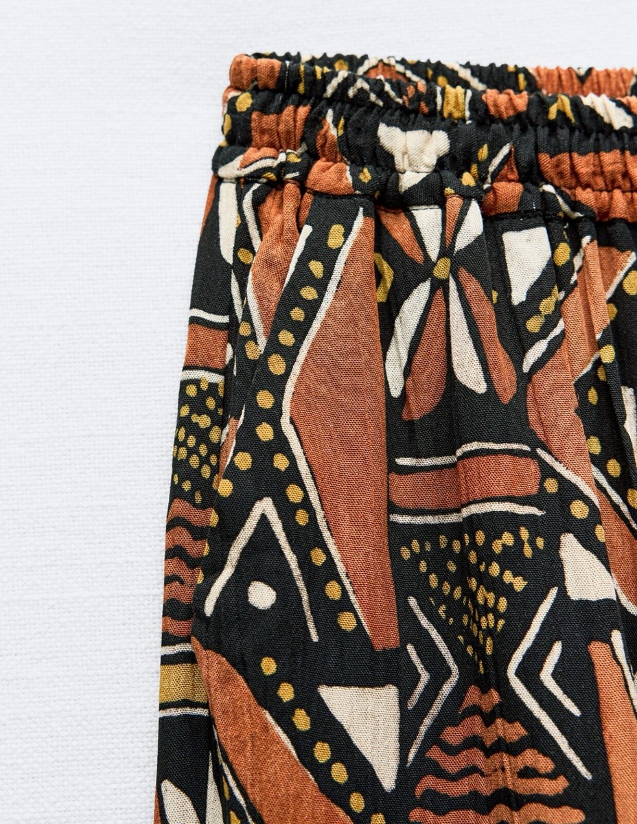 ZARA XS, M, XL, WOMAN SS24 PRINTED WIDE LEG PANTS
