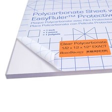 Polycarbonate Plastic Sheet 12" X 12" X 0.472" 1/2" Exact with EasyRuler Film