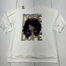 White ‘Unapologetically Dope’ 3/4 Sleeve Bodycon Dress Chain Strap Women Size XL