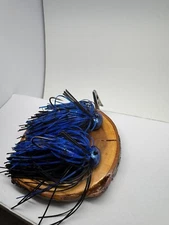 Football Jigs-3/8 Oz- Black & Blue-Mustad 4/0 Hooks-Hand Tied-2 Pack-weed less