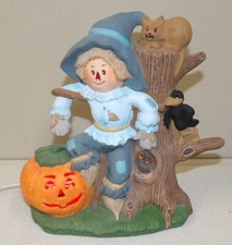 Halloween Ceramic Light Up Jack O Lantern Scarecrow Cat