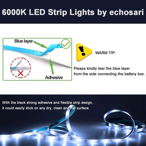 Battery Operated Led Strip Lights White with Remote 8 Modes Dimmable Timer S - Picture 5 of 11