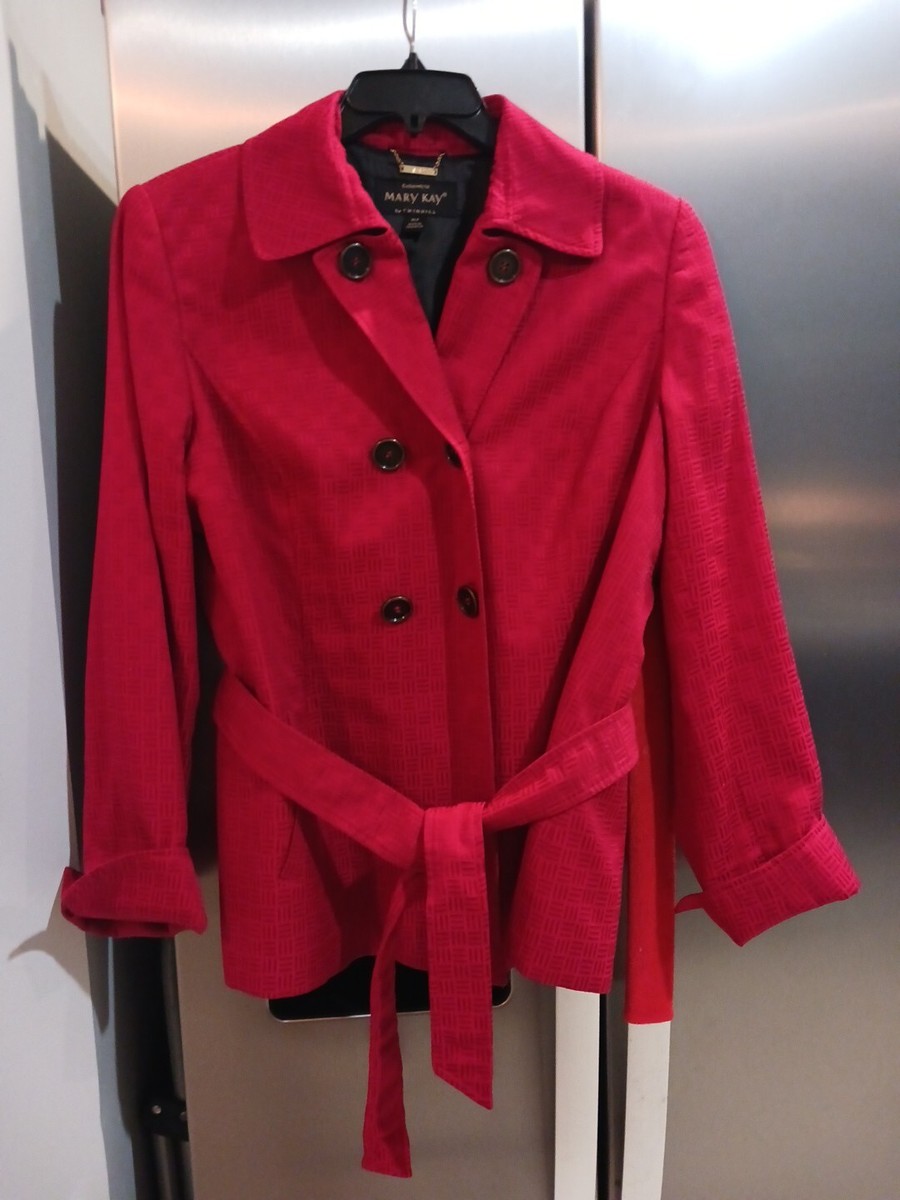 Mary Kay Red Jacket Belted, Double-breasted, Cuffed Sleeves Mary Kay Red Jacket Belted, Double-breasted, Cuffed Sleeves