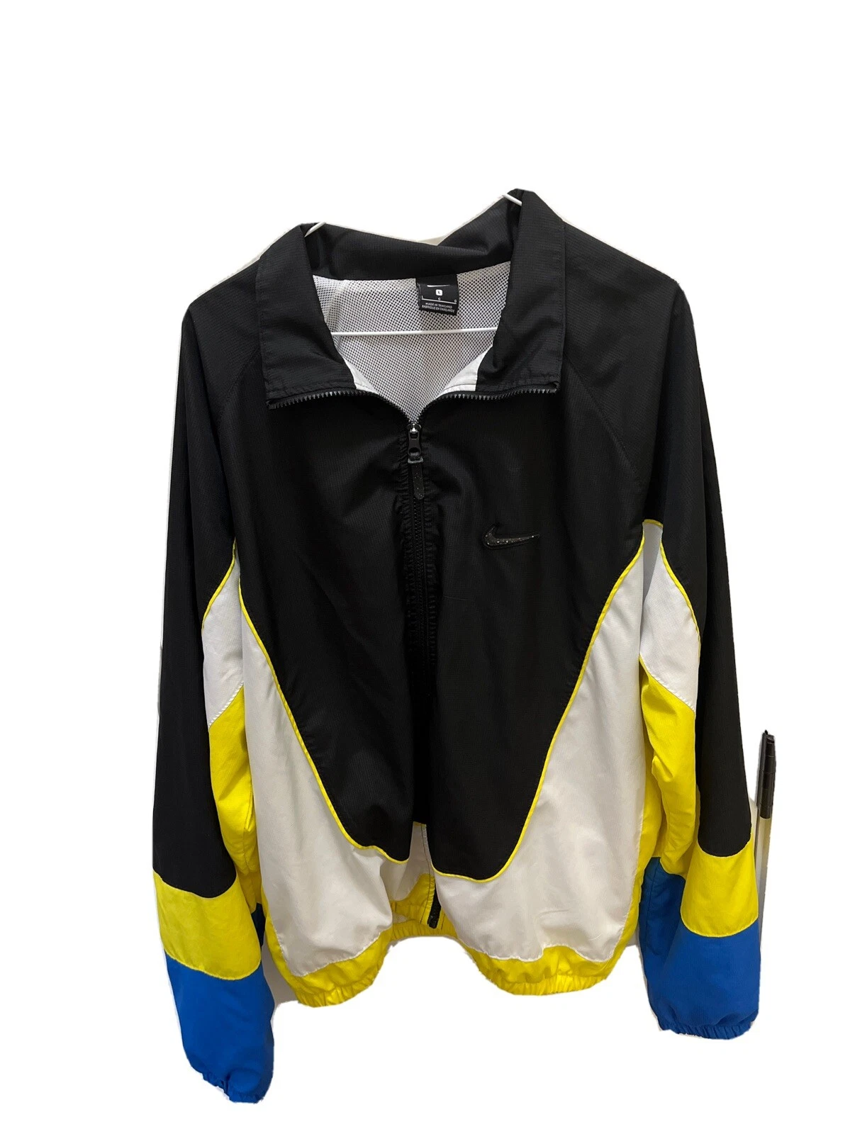 Nike Throwback Basketball Windbreaker Black/White/Yellow/Blue Men’s Size Large