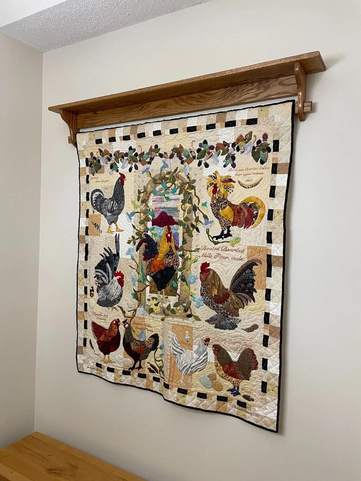 Edredón grande de roble, edredón colgante de pared y estante de manta expositor Foto 4 de 4