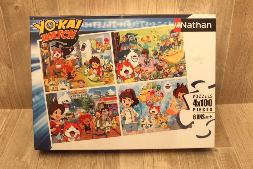 Puzzle Nathan Yo-Kai Watch - 4 puzzles de 100 pièces - 36 x 26 cm - NEUF - Photo 1/1