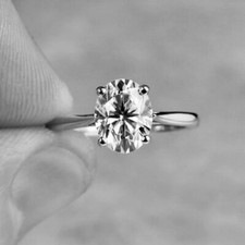 2.50Ct White Oval Cut Solitaire CZ Engagement Ring In 925 Sterling Silver