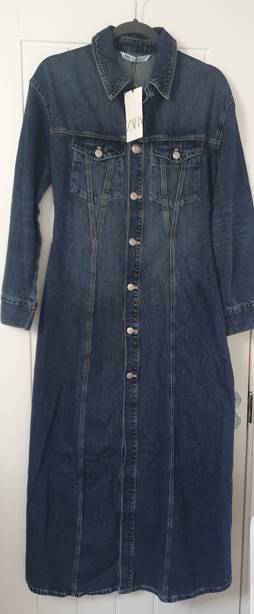 zara trf denim dress long sleeve Zara