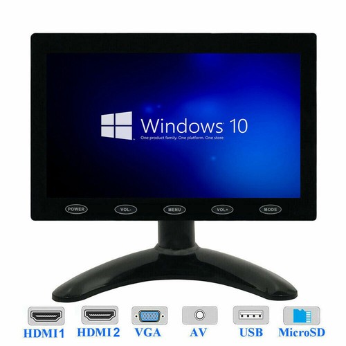 7"LCD CCTV Monitor HD PC Screen USB/VGA/SD/AV Dual HDMI 1080P for Raspberry Pi - Picture 1 of 10