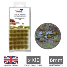 WWS Static Grass Tufts x 100 – Wild Meadow, 10mm – Model Railway Wargame Scenery