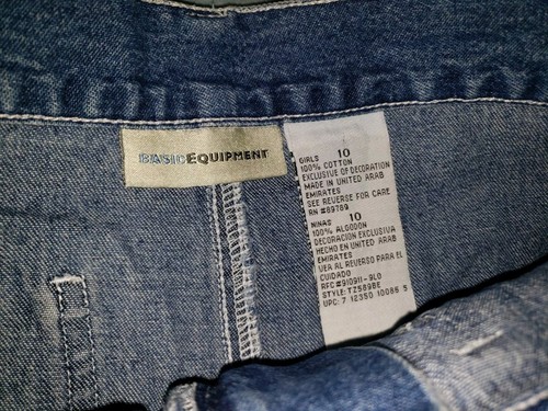 Basic Equipment Size 10 Girls Jean Shorts Vtg Y2k 00s 90s Big Pockets Carpenter - Picture 2 of 6