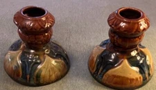 Brush McCoy Amaryllis Candlestick Holders, Vintage 1920s, Mint!