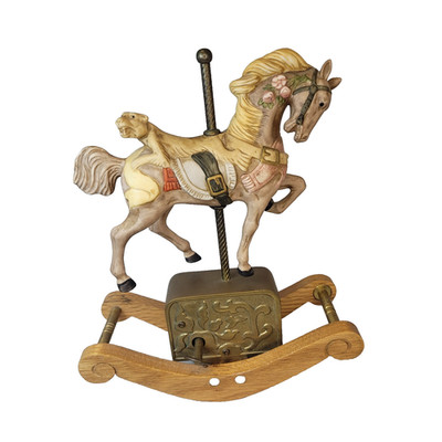 Willitts Vntg. 80's Carousel Rocking Horse With Tiger/Lion Music Carousel Works