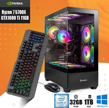 ARGB Desktop Computer Gaming PC Ryzen 7 5700X 32GB RAM 1TB SSD Windows 11 WiFi6