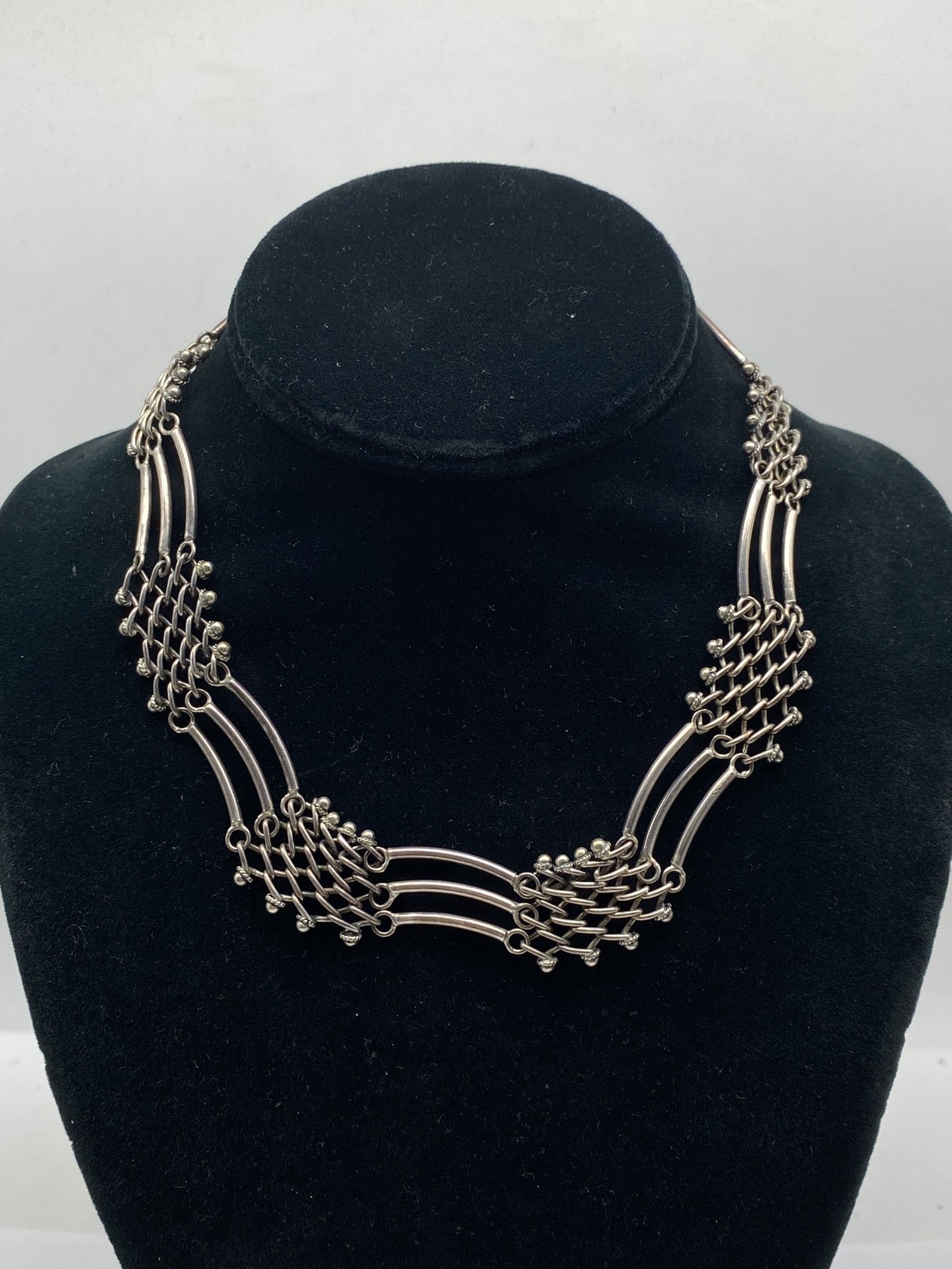 Sterling Silver Multi Link Hook Clasp Necklace 50… - image 1