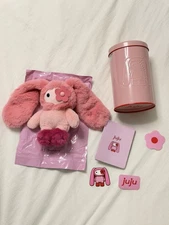 CJ HENDRY JUJU PLUSH KEYCHAIN BLIND TIN #13 PINK RESEALABLE BAG 1J 2C