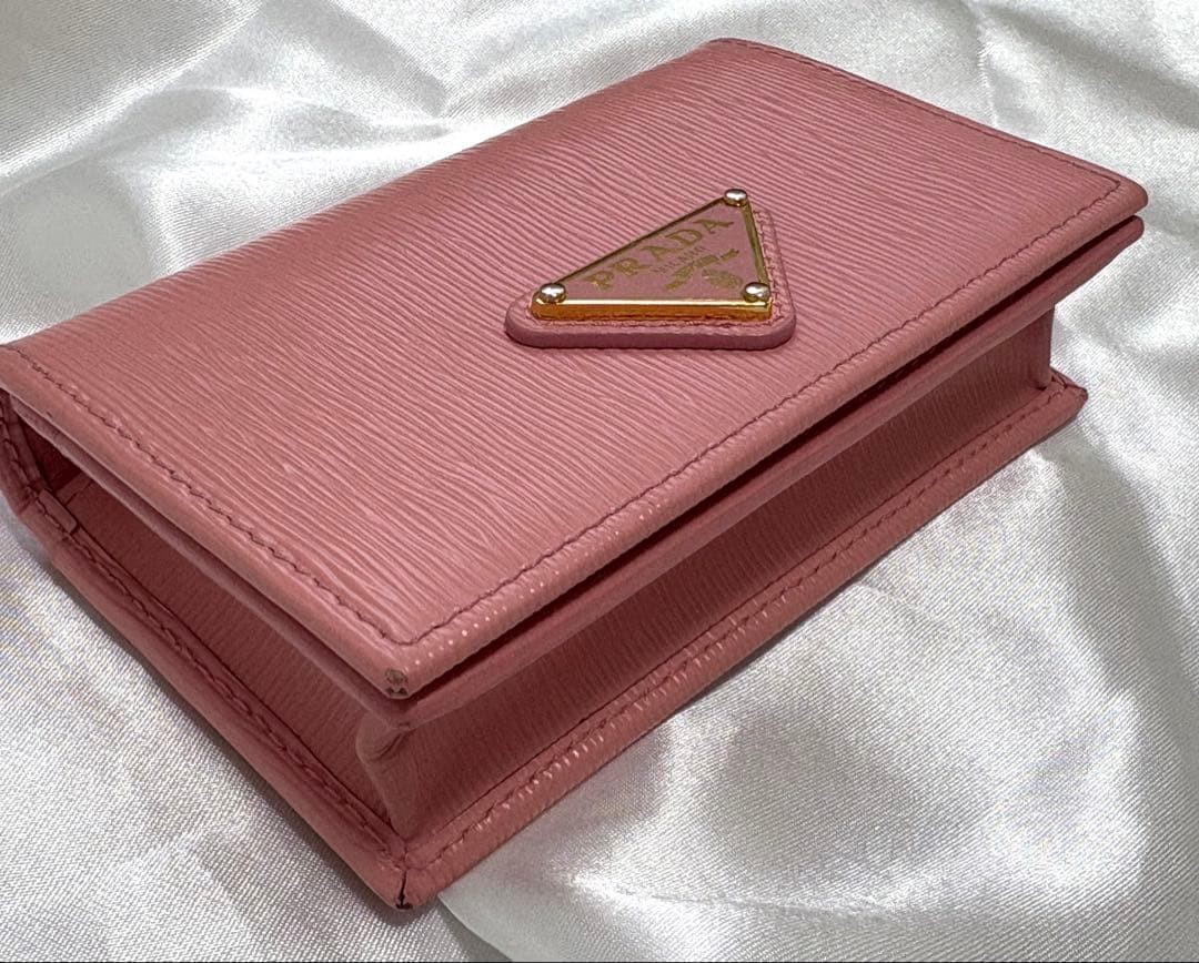 PRADA Pink Leather Card Case Business Card Holder Condition thumbnail 3