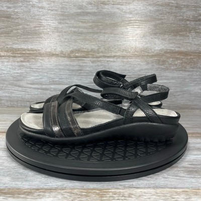 NAOT Footwear Women's Toi Black Leather Strappy Sandals Size