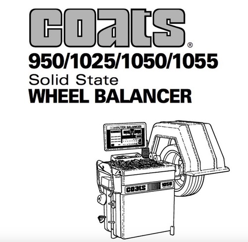 COATS 950/1025/1050/1055 WHEEL BALANCER INSTRUCTION/SERVICE/PARTS MANUAL CDROM