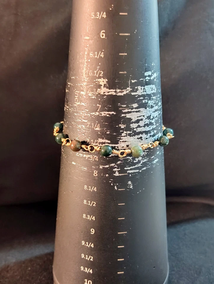 "7 1/2" 14k Gold Filled Bloodstone Bracelet - Image 3 of 3