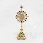 2691 Reliquary Reliquiar Monstrance Altar for CHURCH or Home Brass 25cm Gemstone
