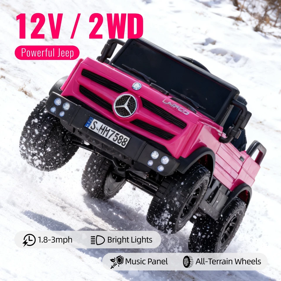 Pink Kids 12V Ride on Toy Licensed Mercedes Electric Car w/4*Suspension MP3 LED - Image 3 of 4