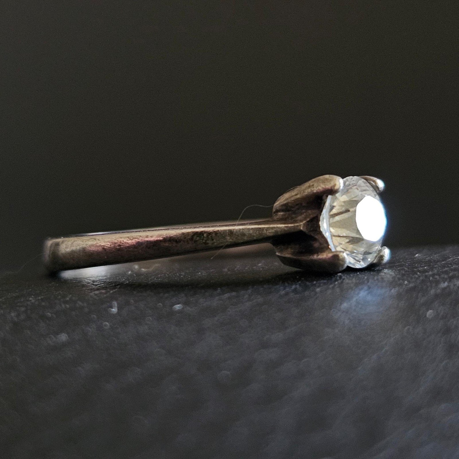 Solid Silver White Crystal Set 4 Claw Solitaire R… - image 2