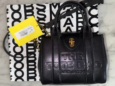 Marc Jacobs Mini Tote Bag Black Leather Top Handle Chain Strap New Authentic EU - Photo 1/4