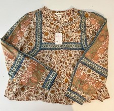 Lucky Brand Women's XL NWT Button-Front Peasant Blouse Bohemian Style Design
