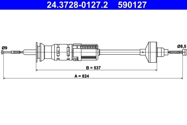 Ate Seilzug, KupplungsbetäTigung 24.3728-0127.2 FüR Vw-image