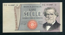 Italy (P101e) 1,000 Lire 1977 XF+