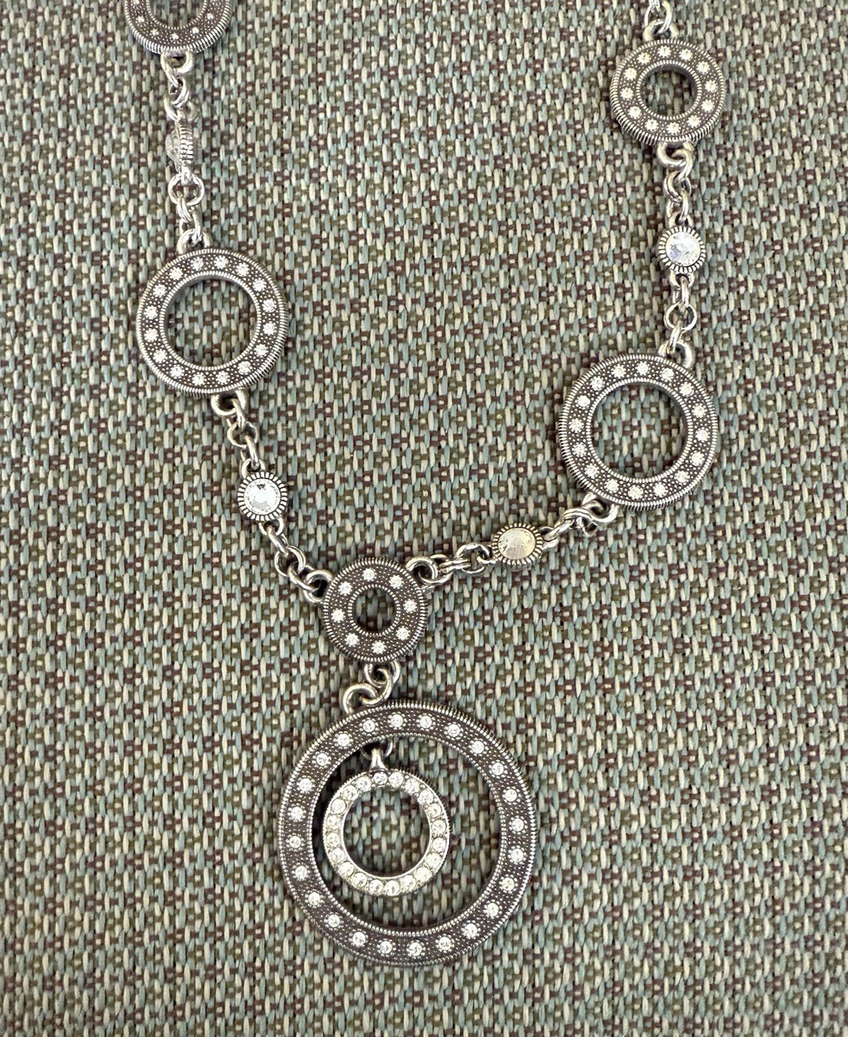 Brighton Silver tone Multi Circle Rhinestone Doub… - image 2