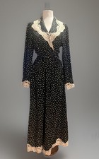 Vintage 70  s Dramatic Victoria Secret Gold Label Polka Dot Robe
